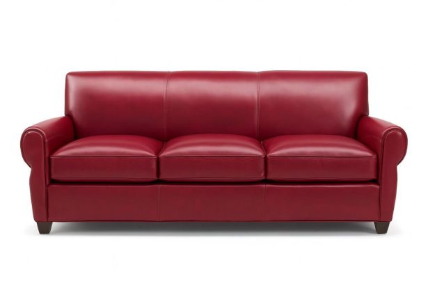 Lux & Borough Dover style modern shelter sofa with gently sloped interior track arms and recessed block base.
