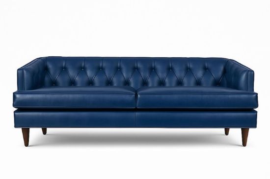 Lux & Borough Grantham style traditional Lawson sofa in rich brown leather with set-back rolled arms.