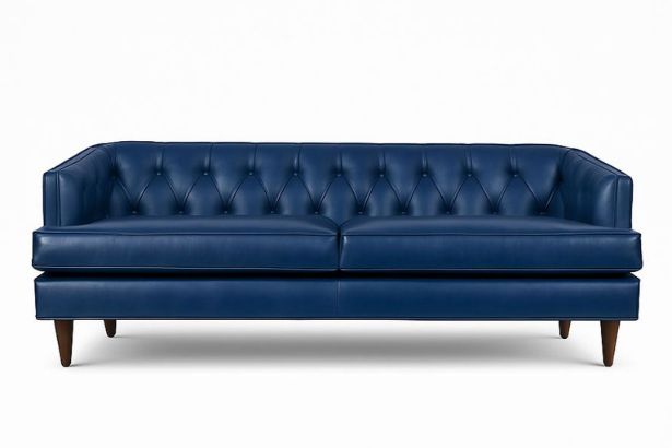 Lux & Borough Grantham style traditional Lawson sofa in rich brown leather with set-back rolled arms.