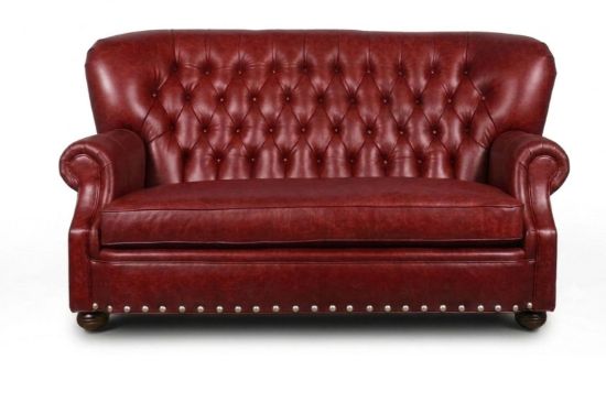Lux & Borough Livingston style traditional chesterfield sofa in sleek black leather with deep diamond button tufting and low profile block feet.