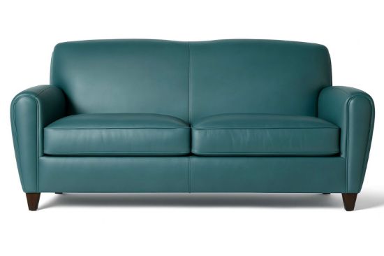 Lux & Borough Plymouth style tuxedo sofa in rich brown leather featuring square grid quilted stitching and dark block legs.