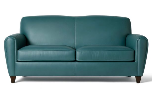 Lux & Borough Plymouth style tuxedo sofa in rich brown leather featuring square grid quilted stitching and dark block legs.