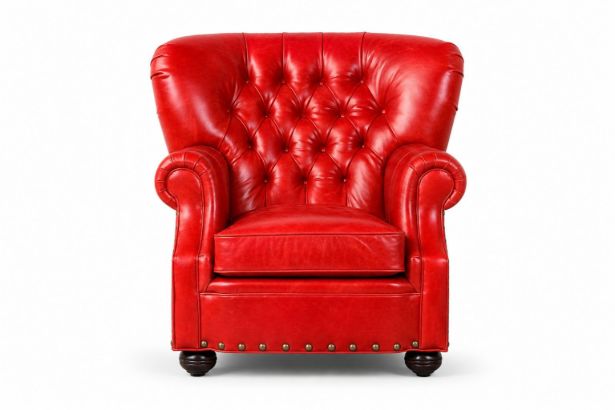 Lux and Borough Livingston style custom accent chair featuring a structured Lawson silhouette, low square track arms, a plump tight backrest, a thick box seat cushion, and dark square tapered wood legs.